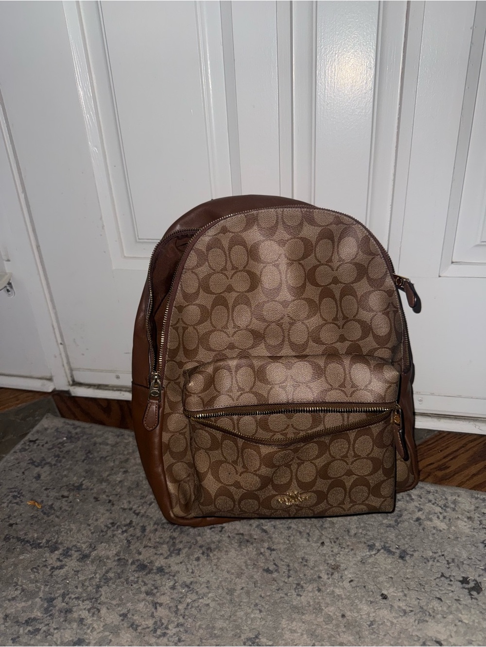 Coach Signature Canvas Backpack in Brown and Tan